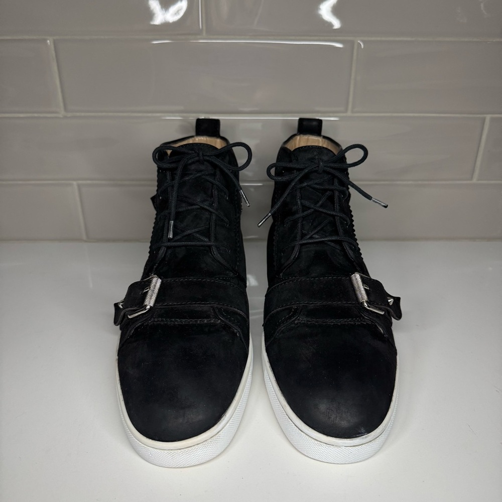 Christian Louboutin Nono Suede Belted Hi Top Sneakers - Picture 3 of 11